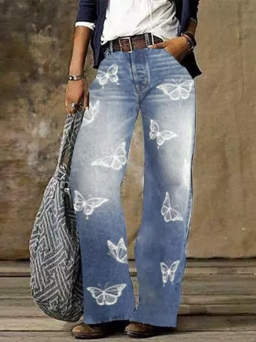 

Denim Butterfly Pants, Blue, Jeans