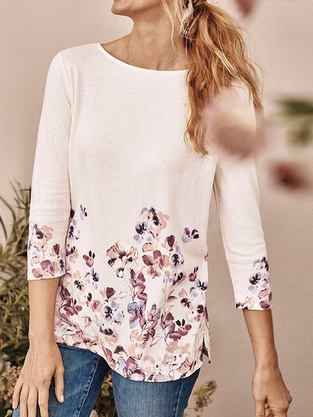 

Loosen Floral Shirts & Tops, Off white, T-Shirts