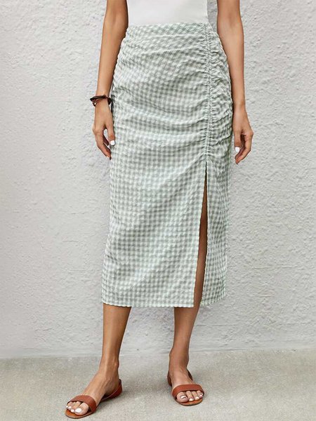 

Check Spring New Gathered Designer Comfortable Women's Skirt, Multicolor, Skirts