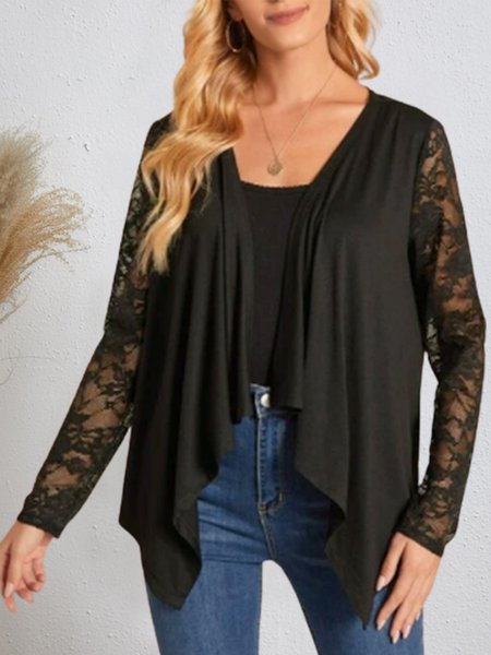 

Cross Front Casual Loosen Outerwear, Black, Cardigans