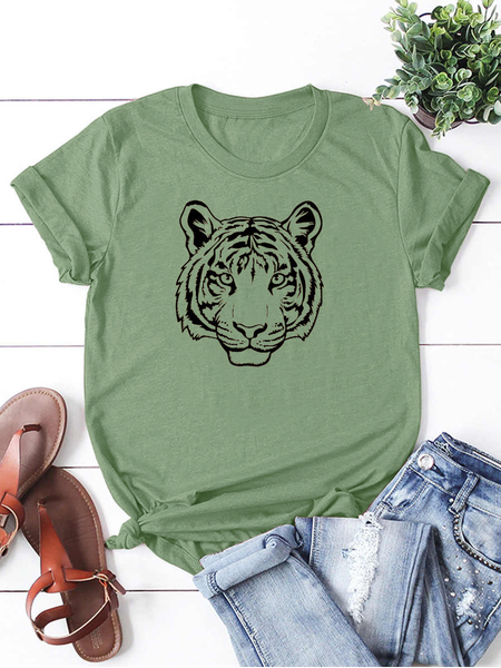 

Tiger Year 2022 Print Tshirts&Tops, Lightgreen, T-shirts