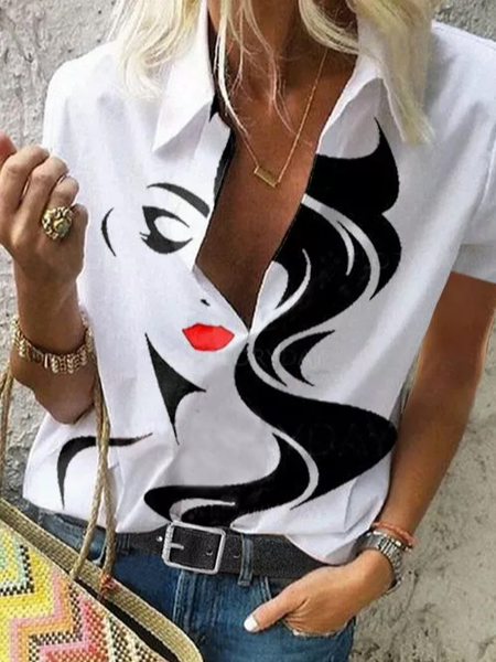 JFN Collar Art Inspired Casual Shirt, White, Shirts & Blouses