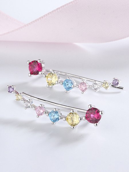 

Rhinestone Earrings Ear Clips, Multicolor, Earrings