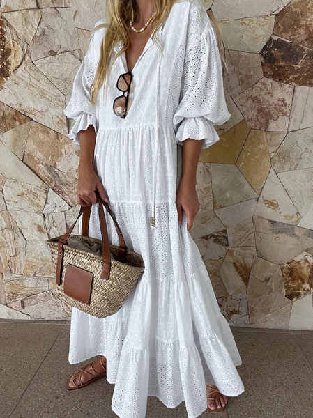 

Plus size Casual Plain Dresses, White, Maxi Dresses