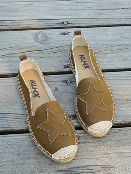 

Star-patched Canvas Espadrilles, Tan, Flat & Loafers