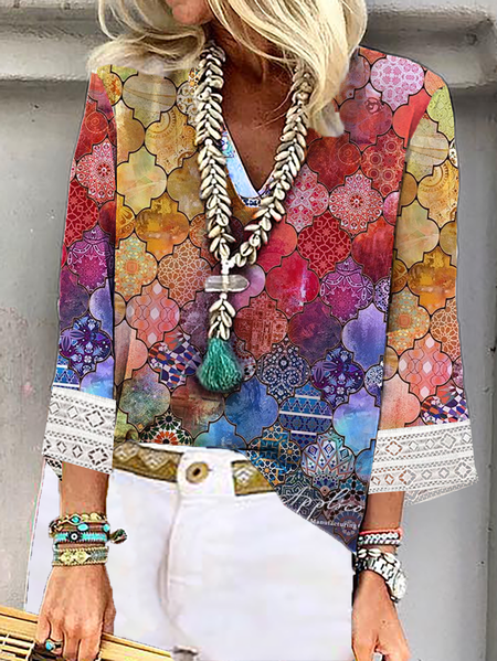 

Casual Loosen Long sleeve tops, Multicolor, Tops