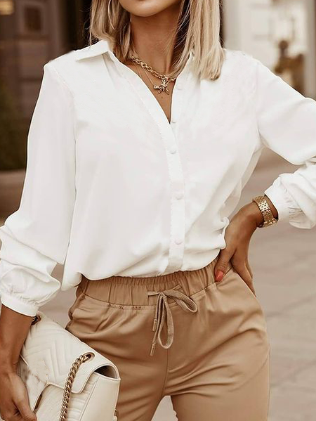 

Casual Loosen Shirts & Tops, Off white, Blouses & Shirts