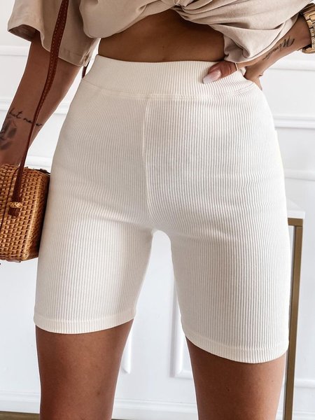 

Plain Cotton Blends Sport Shorts, As picture, Sport Pants