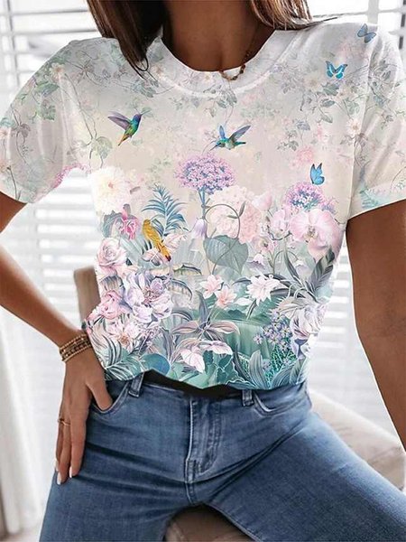 

Floral Regular Fit Vacation Shirts & Tops, Multicolor, T-Shirts