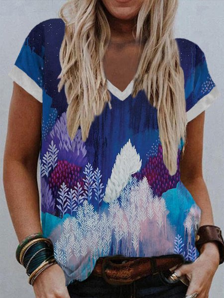 

Landscape Painting Casual Shirts & Tops, Blue, T-Shirts