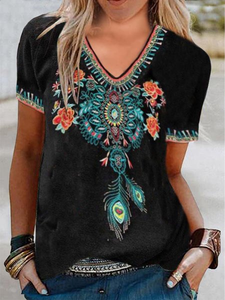 

Casual Regular Fit Satin Short sleeve tops, Black, Tops
