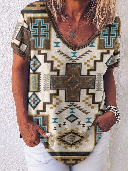 

Cotton Blends Vintage Tribal Shirts & Tops, Multicolor, T-Shirts