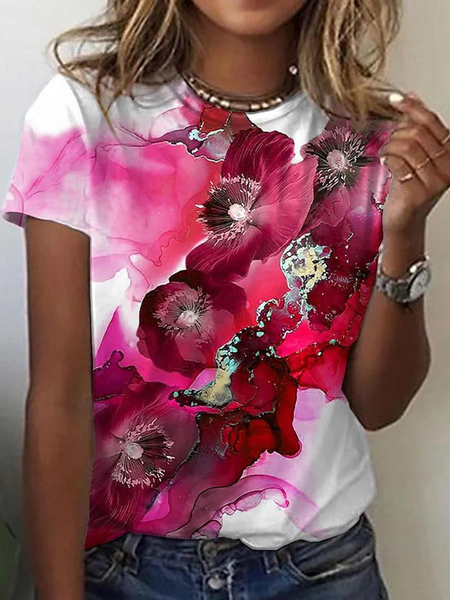 

Casual Regular Fit Floral Shirts & Tops, White, T-Shirts