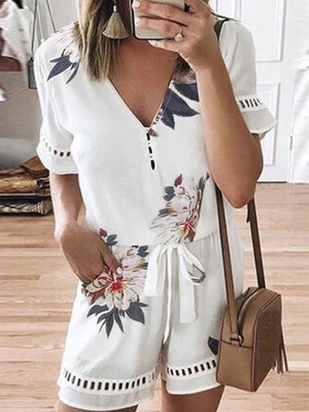 

Vacation Floral V Neck Elegant Suits, Multicolor, Suit Set