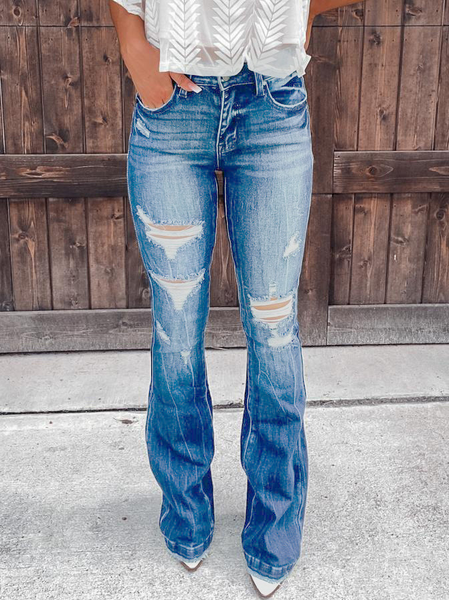 

Plain Regular Fit Denim Pants, Blue, Jeans