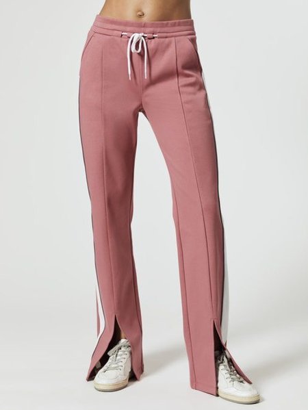 

Casual Color-block Elastic Waisted Pants, Red, Straight Leg Pants