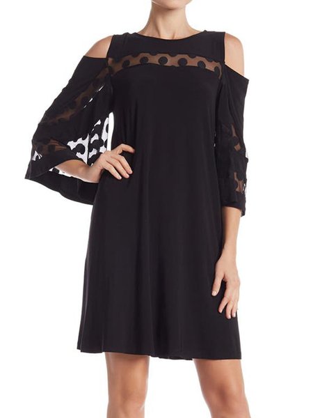 

Regular Fit Polka Dots Three Quarter Dress, Black, Mini Dresses