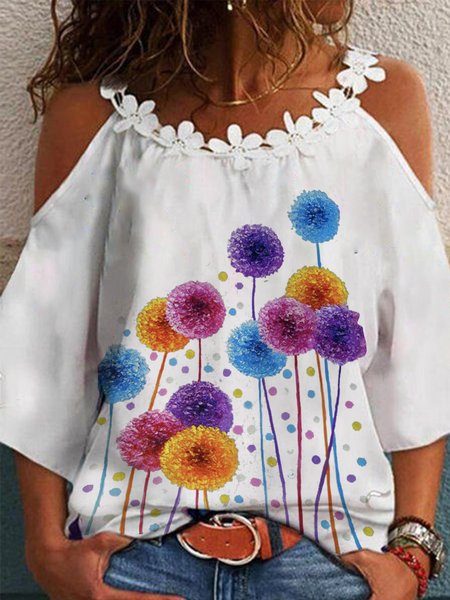 

Casual Crew Neck Shirts & Tops, White, Tops