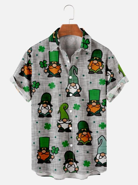 

St Patrick's Day Gnomes Men's Short sleeve shirt, As picture, Short Sleeves Shirts