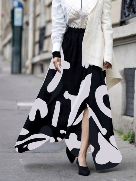 

Regular Fit Long skirt, Black, Maxi Skirts