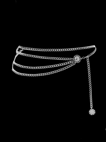 

Multi-Layer Chain Waist Chain, Black-silver, Accessories