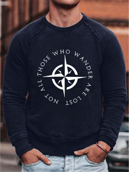 

Not All Those Who Wander Are Lost Print Sweatshirt, Purplish blue, Hoodies&Sweatshirts