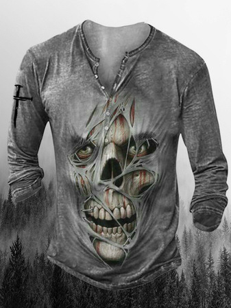 

Casual Sports 3D Digital Skull Print T-Shirt, As picture, T-shirt