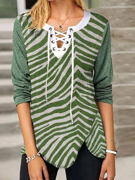 

Regular Fit Casual Striped Shirts & Tops, Green, T-Shirts