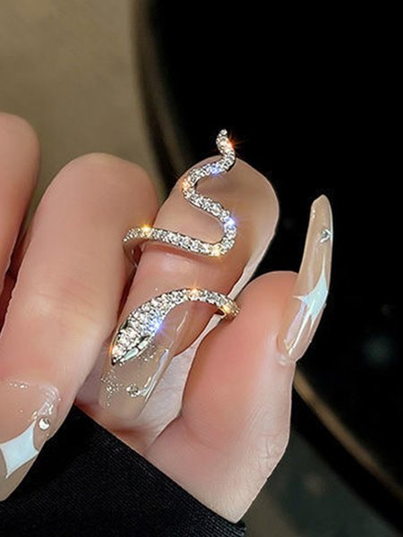 Serpentine Rhinestone Ring, As picture, Rings