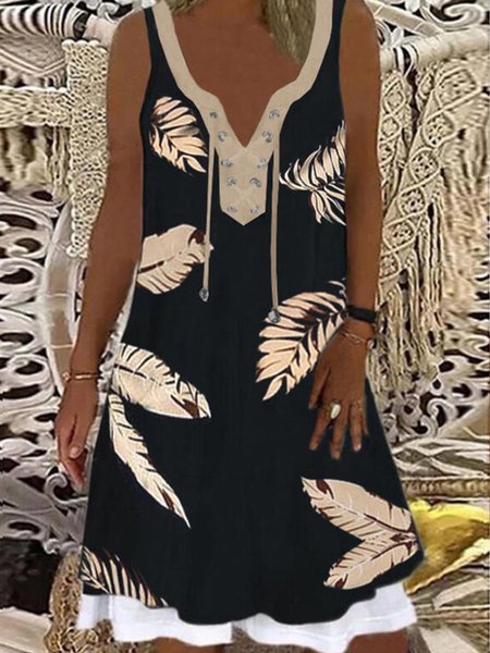 

Loosen Cotton Blends V Neck Short sleeve Knit Dress, Black, Mini Dresses