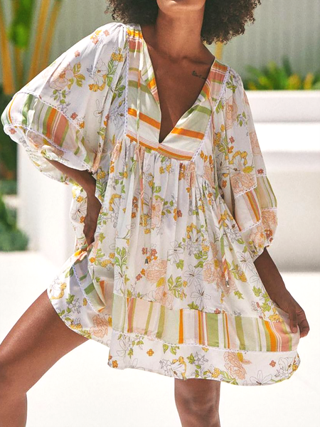 

Plus size Boho Floral Dresses, Multicolor, Mini Dresses