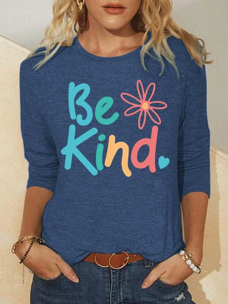 

Be Kind Print Long Sleeve Casual Long sleeve tops, Blue, Long sleeves