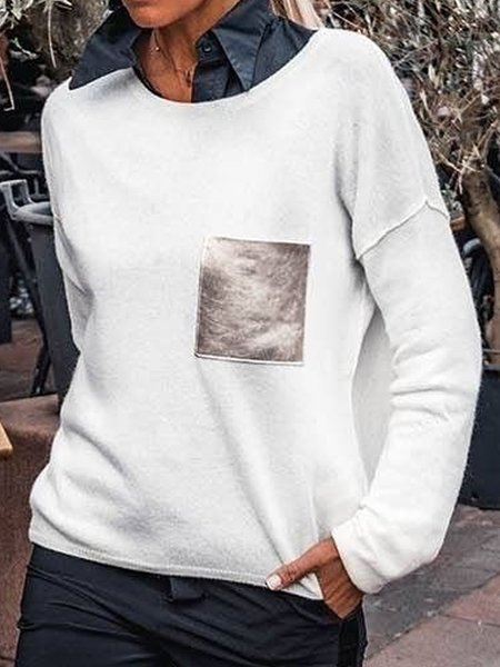 

Off Shoulder Loosen Crew Neck Acrylic Sweater, White, Knitwear & Sweaters