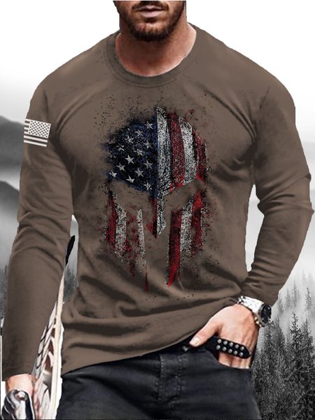 

Men's Skull Pattern Vintage Casual Long Sleeve T-Shirt, T-shirt