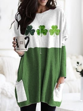 

Casual Crew Neck Color Block Dresses, Green, Casual Dresses