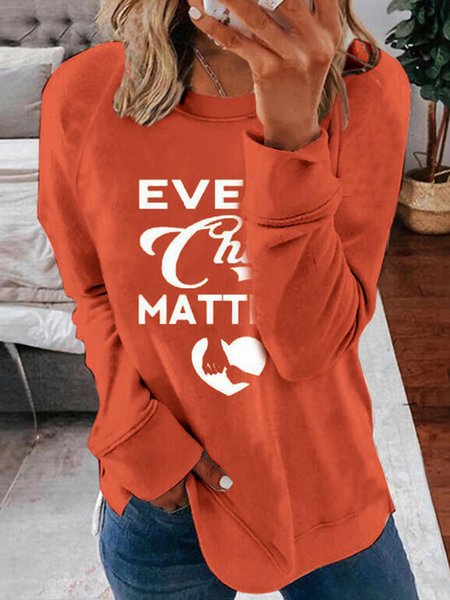 

Loosen Letter Casual Raglan Sleeve Cotton Blends Crew Neck Sweatershirt, Light orange, Hoodies & Sweatshirts