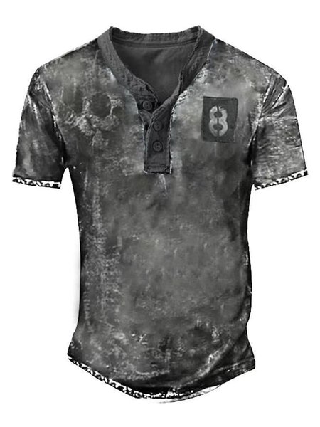 

Men's Vintage Casual Henley Collar Short Sleeve T-Shirt, T-shirt