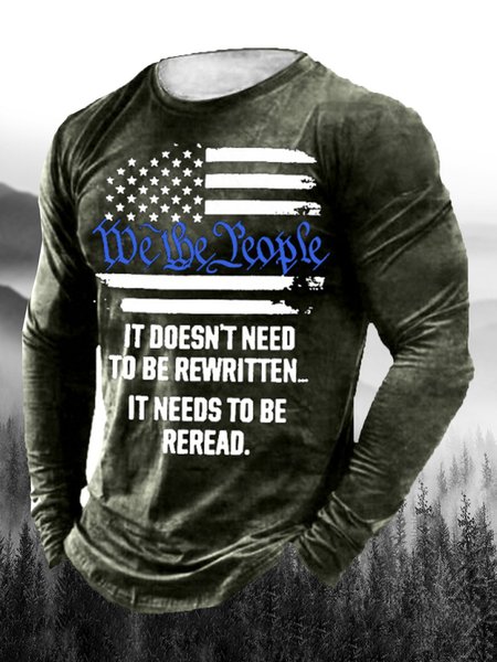 

Men's Vintage Casual Long Sleeve T-Shirt, T-shirt
