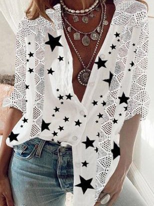 

Loosen Cotton Casual Shirts & Tops, White, Blouses & Shirts