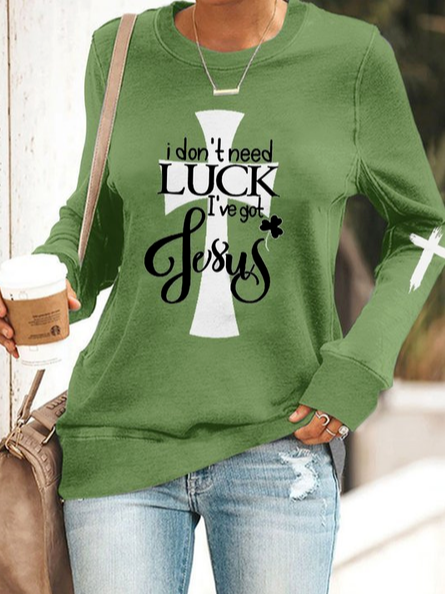 

Casual Crew Neck Cotton Blends Sweatshirt, Green, Sweatshirts & Hoodies
