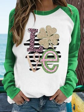 

St. Patrick's Day Crew Neck Casual Sweatshirt, Green, Sweatshirts & Hoodies