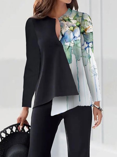 

Vacation V Neck Floral Loosen Elegant Shirts & Tops, Multicolor, Shirts & Blouses