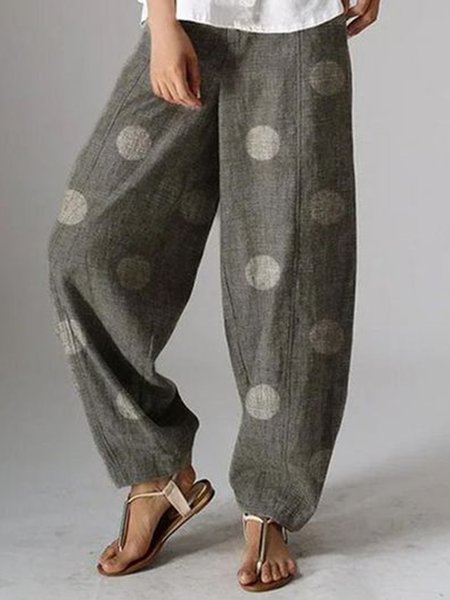 

Pocket Cotton Linen Casual Wide Leg Casual Pants Solid Color, Gray, Pants