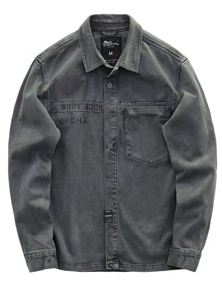 

Men's Casual Retro Denim Work Shirt Jacket, Gray, Shirt