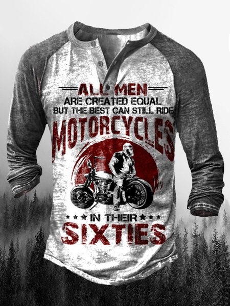 

Men's Vintage Casual Henley Collar Long Sleeve T-Shirt, T-shirt