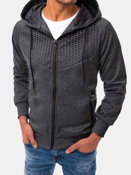 

men's hooded cardigan jacket, Deep gray, Outerwear