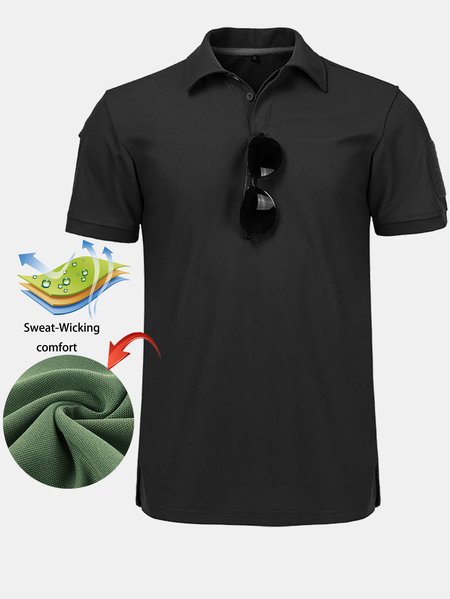 

Men's Outdoor Moisture Wicking Quick Dry Short Sleeve Polo Shirt, Black, Polos