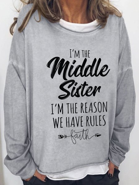 

Letter Casual Loosen Cotton Blends Off Shoulder Shirts & Tops, Gray, T-Shirts