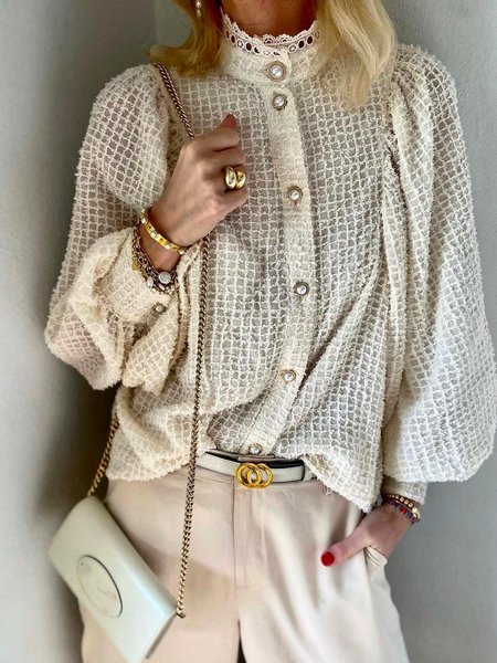 

Cotton Casual Solid Shirts & Tops, Apricot, Blouses & Shirts