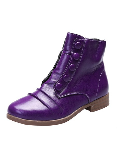 

Women's Plus Size Button Embellished Zip Casual Short Classic Boots, Purple, Boots
